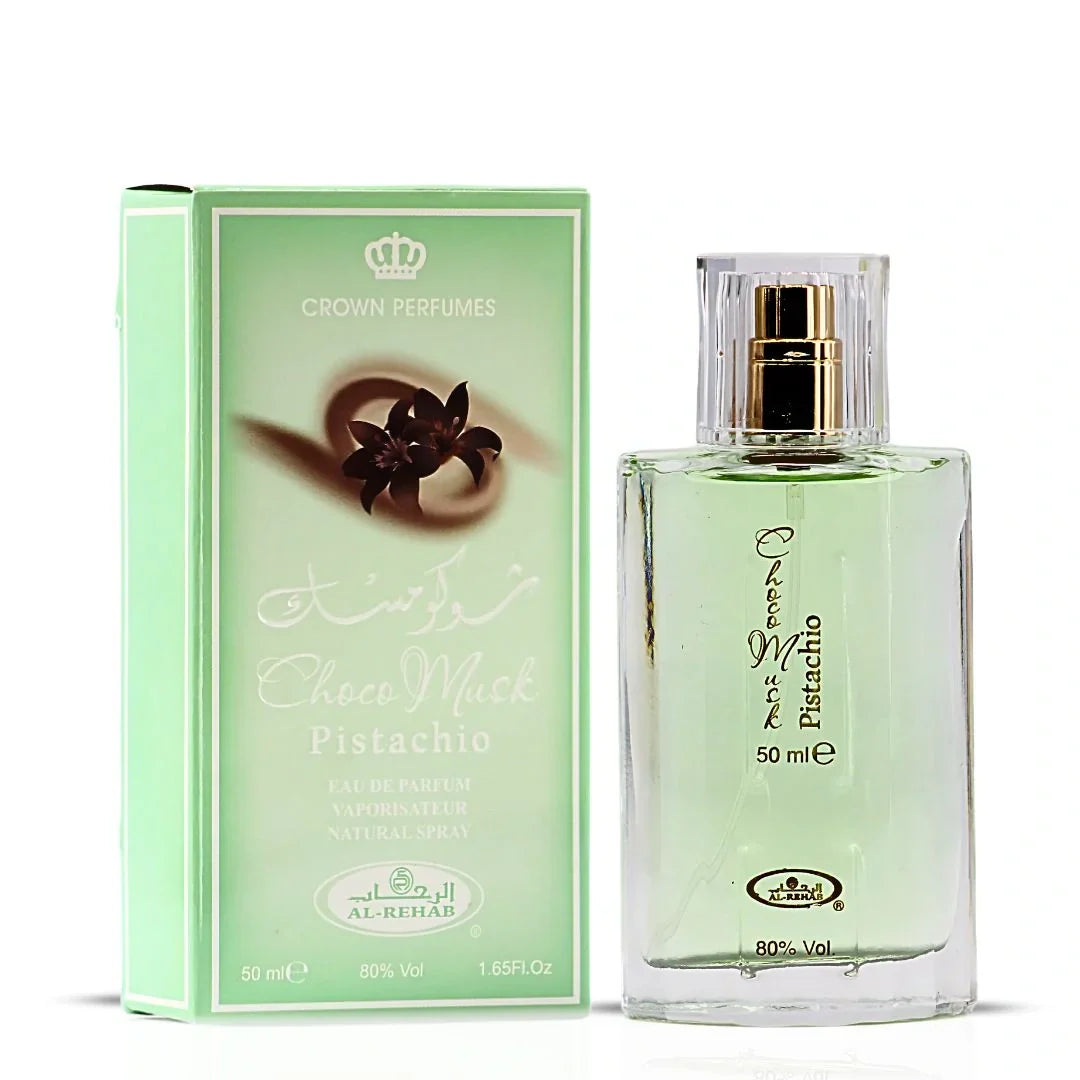 Al-Rehab Choco Musk Pistachio Eau de Parfum Spray for Women, 1.65 Ounce