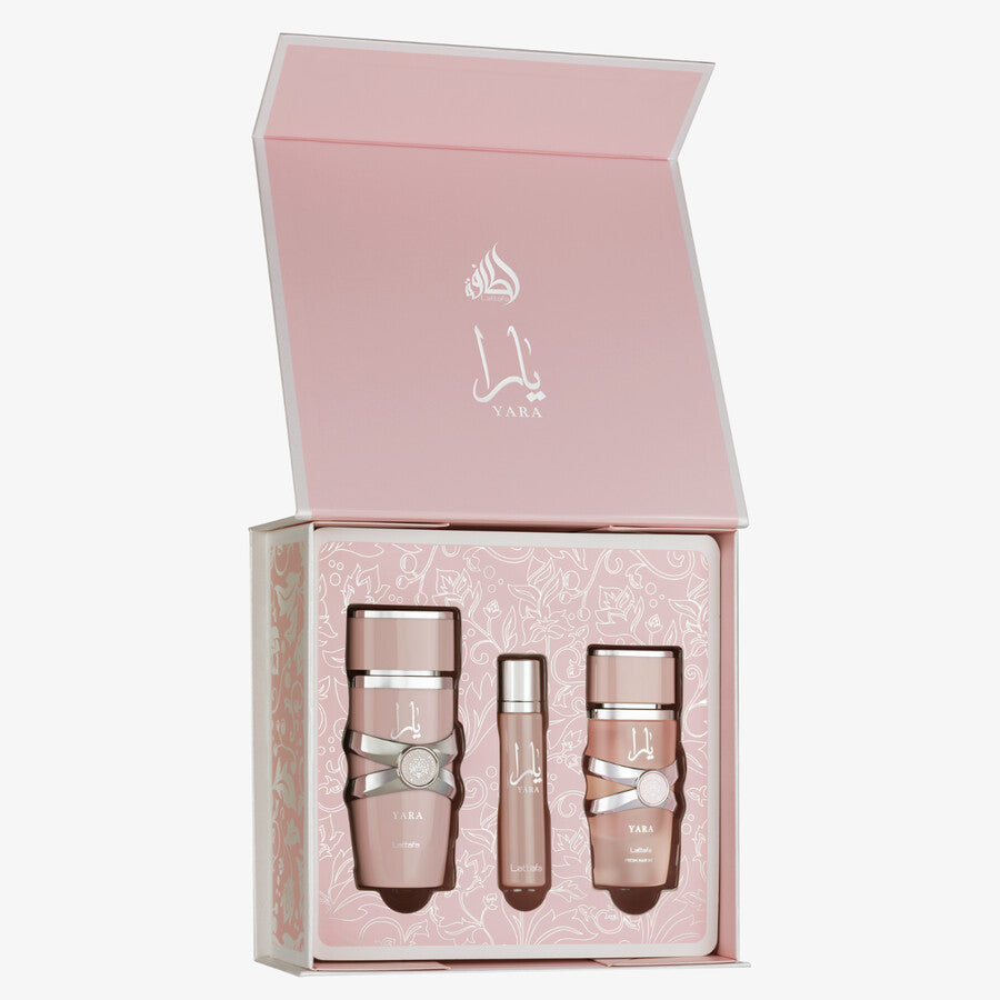 Lattafa Yara 3pc Gift Set (Edp 3.4fl.Oz | 100ml, Edp 0.4fl.Oz | 12ml, Hair Mist